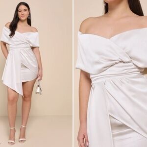 LULUS Sexy Romantic Wedding Bridal Shower Bachelorette Satin Mini Dress